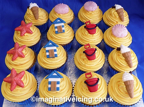 Themed Cupcakes - Decorated with handcrafted sugar items typically found at a Traditional British Seaside Resort