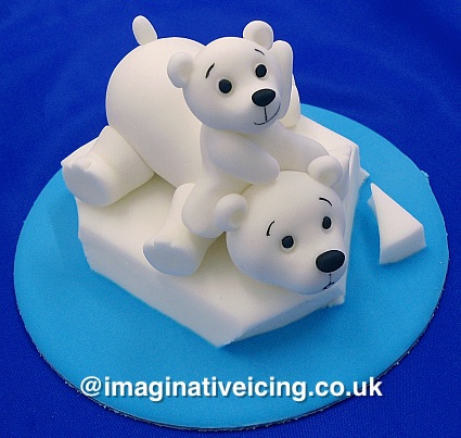 polar bear cub & mother bear - cake topper