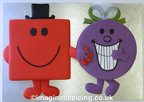 Roger Hargreaves Mr Strong & Little Miss Naughty finally get Get hitched... 2x 16" cakes