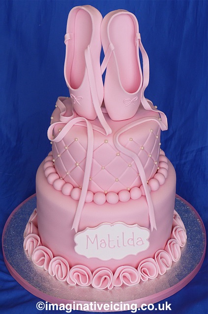 Pink ballet shoes birthday cake