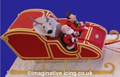 Close up of the Icing models - Arthur Christmas Cake Sleigh 